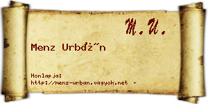 Menz Urbán névjegykártya